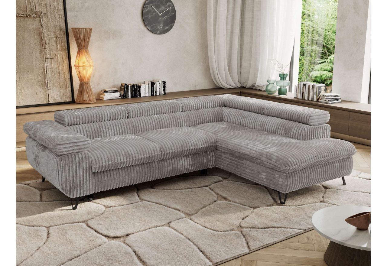 Narożnik PABLO L - strona prawa - jasnoszary, sztruks - Topper Visco