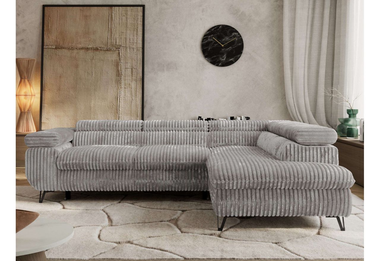 Narożnik PABLO L - strona prawa - jasnoszary, sztruks - Topper Visco