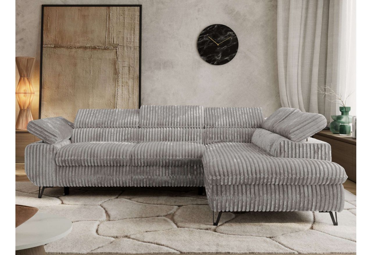 Narożnik PABLO L - strona prawa - jasnoszary, sztruks - Topper Visco