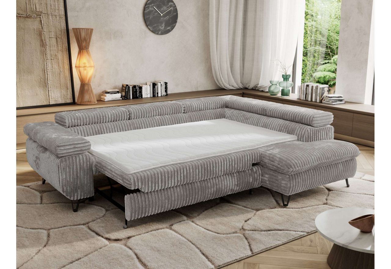 Narożnik PABLO L - strona prawa - jasnoszary, sztruks - Topper Visco