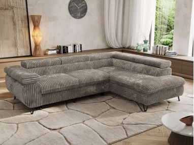 Narożnik PABLO L - strona prawa - jasnobrązowy, sztruks - Topper Visco