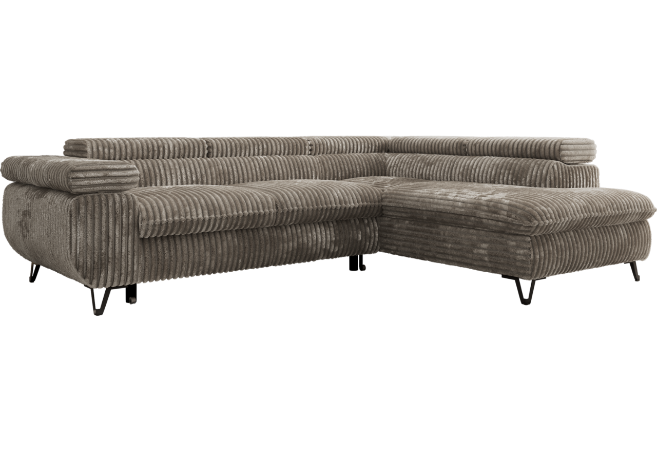 Narożnik PABLO L - strona prawa - jasnobrązowy, sztruks - Topper Visco