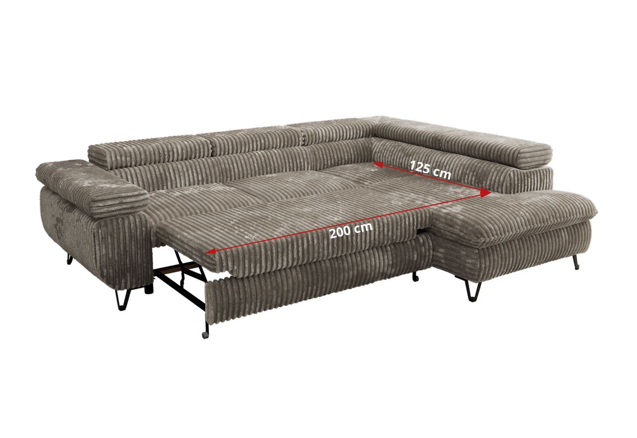 Narożnik PABLO L - strona prawa - jasnobrązowy, sztruks - Topper Visco