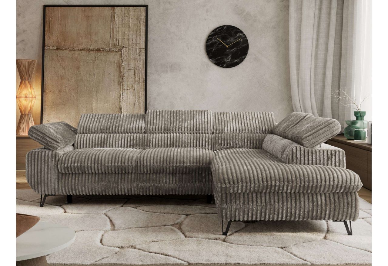 Narożnik PABLO L - strona prawa - jasnobrązowy, sztruks - Topper Visco