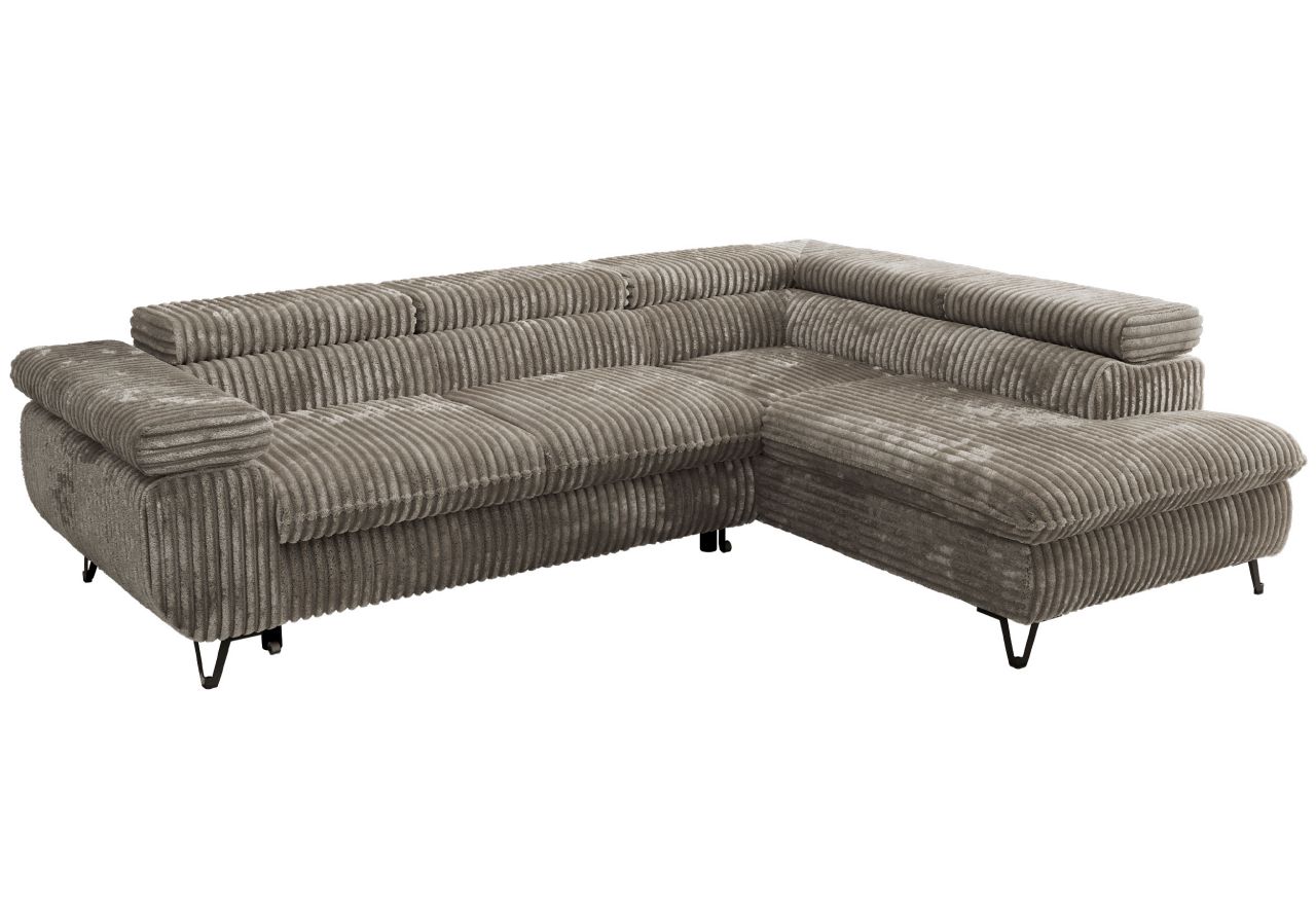 Narożnik PABLO L - strona prawa - jasnobrązowy, sztruks - Topper Visco