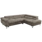 Narożnik PABLO L - strona prawa - jasnobrązowy, sztruks - Topper Visco