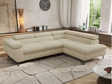 Narożnik PABLO L - strona prawa - kremowy, struktura - Topper Visco