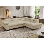 Narożnik PABLO L - strona prawa - kremowy, struktura - Topper Visco