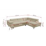 Narożnik PABLO L - strona prawa - kremowy, struktura - Topper Visco