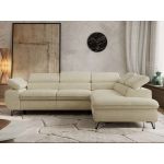 Narożnik PABLO L - strona prawa - kremowy, struktura - Topper Visco