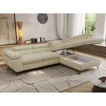 Narożnik PABLO L - strona prawa - kremowy, struktura - Topper Visco