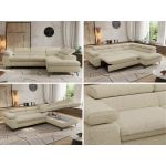 Narożnik PABLO L - strona prawa - kremowy, struktura - Topper Visco