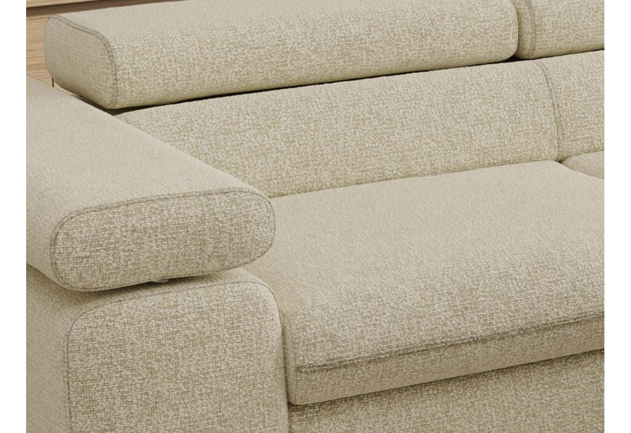 Narożnik PABLO L - strona prawa - kremowy, struktura - Topper Visco