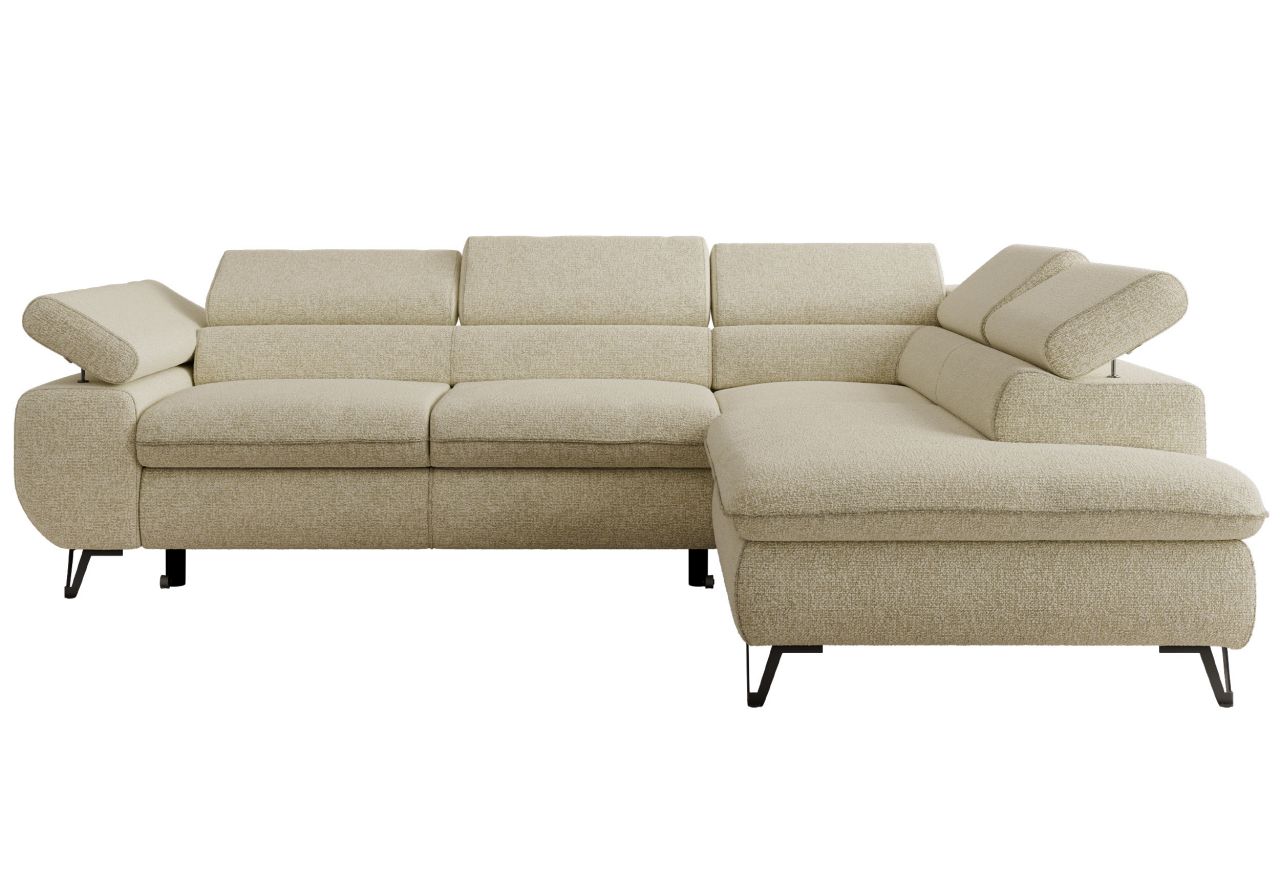 Narożnik PABLO L - strona prawa - kremowy, struktura - Topper Visco