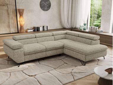 Narożnik PABLO L - strona prawa - beżowy, struktura - Topper Visco