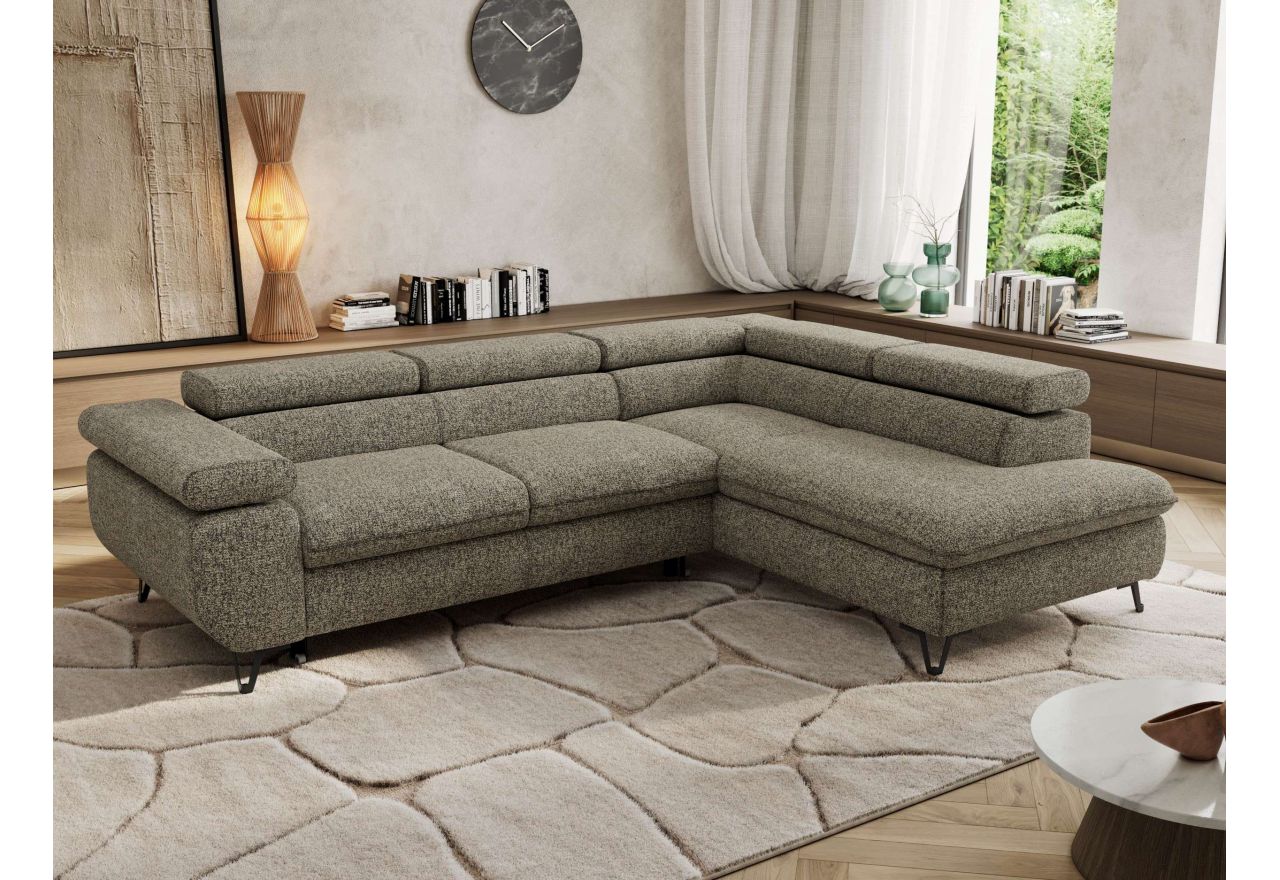 Narożnik PABLO L - strona prawa - szary, struktura - Topper Visco