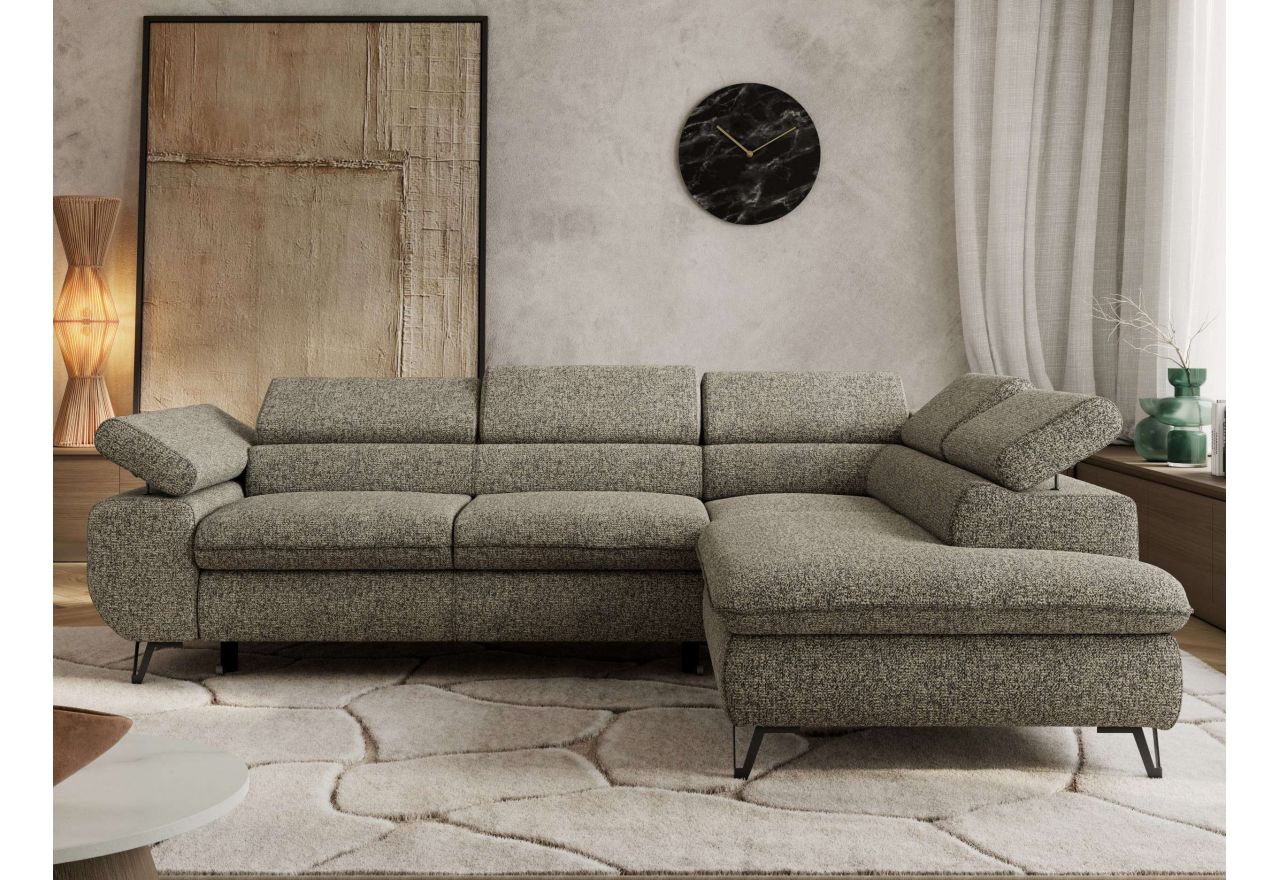 Narożnik PABLO L - strona prawa - szary, struktura - Topper Visco