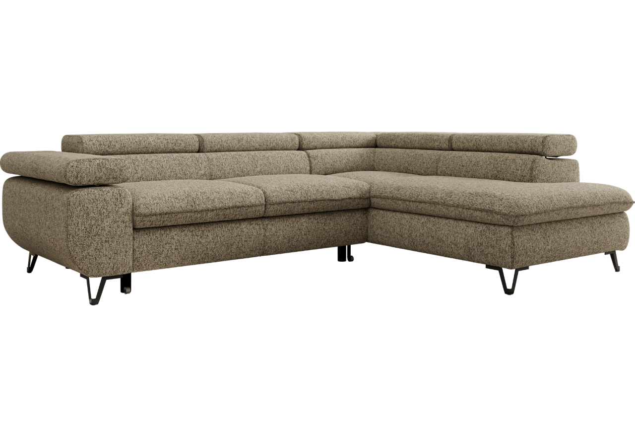 Narożnik PABLO L - strona prawa - ciemnobeżowy, struktura - Topper Visco