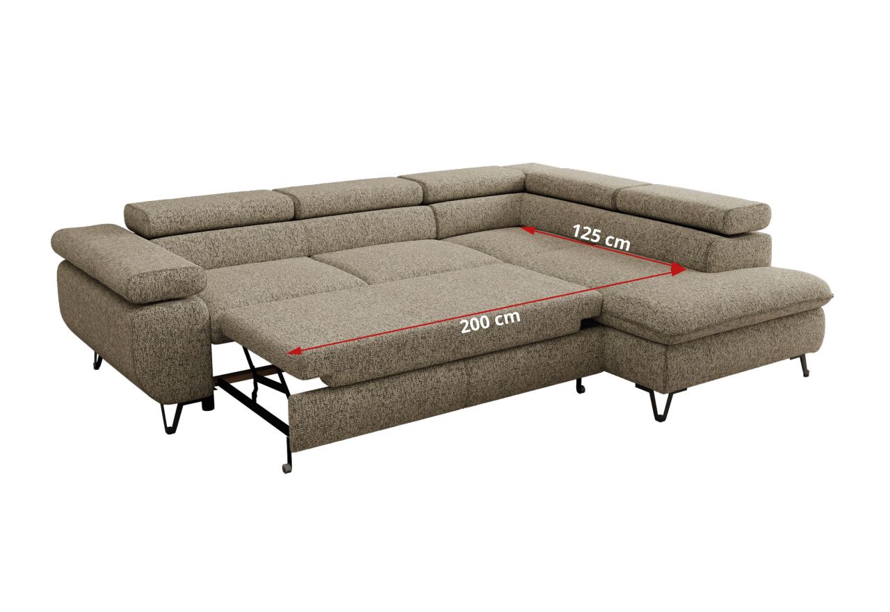 Narożnik PABLO L - strona prawa - ciemnobeżowy, struktura - Topper Visco