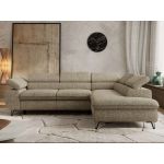 Narożnik PABLO L - strona prawa - ciemnobeżowy, struktura - Topper Visco