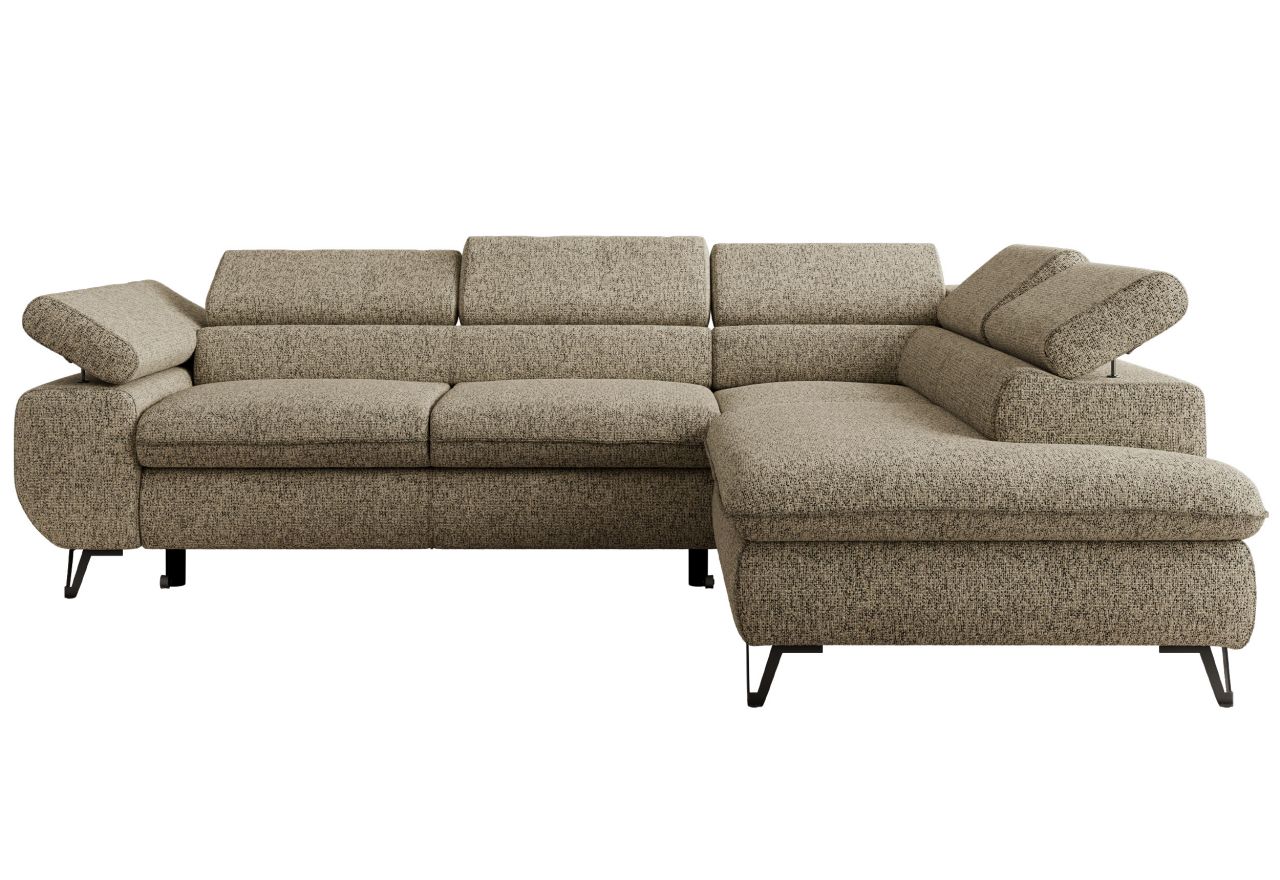 Narożnik PABLO L - strona prawa - ciemnobeżowy, struktura - Topper Visco