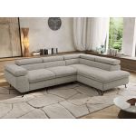 Narożnik PABLO L - strona prawa - jasnoszary, struktura - Topper Visco