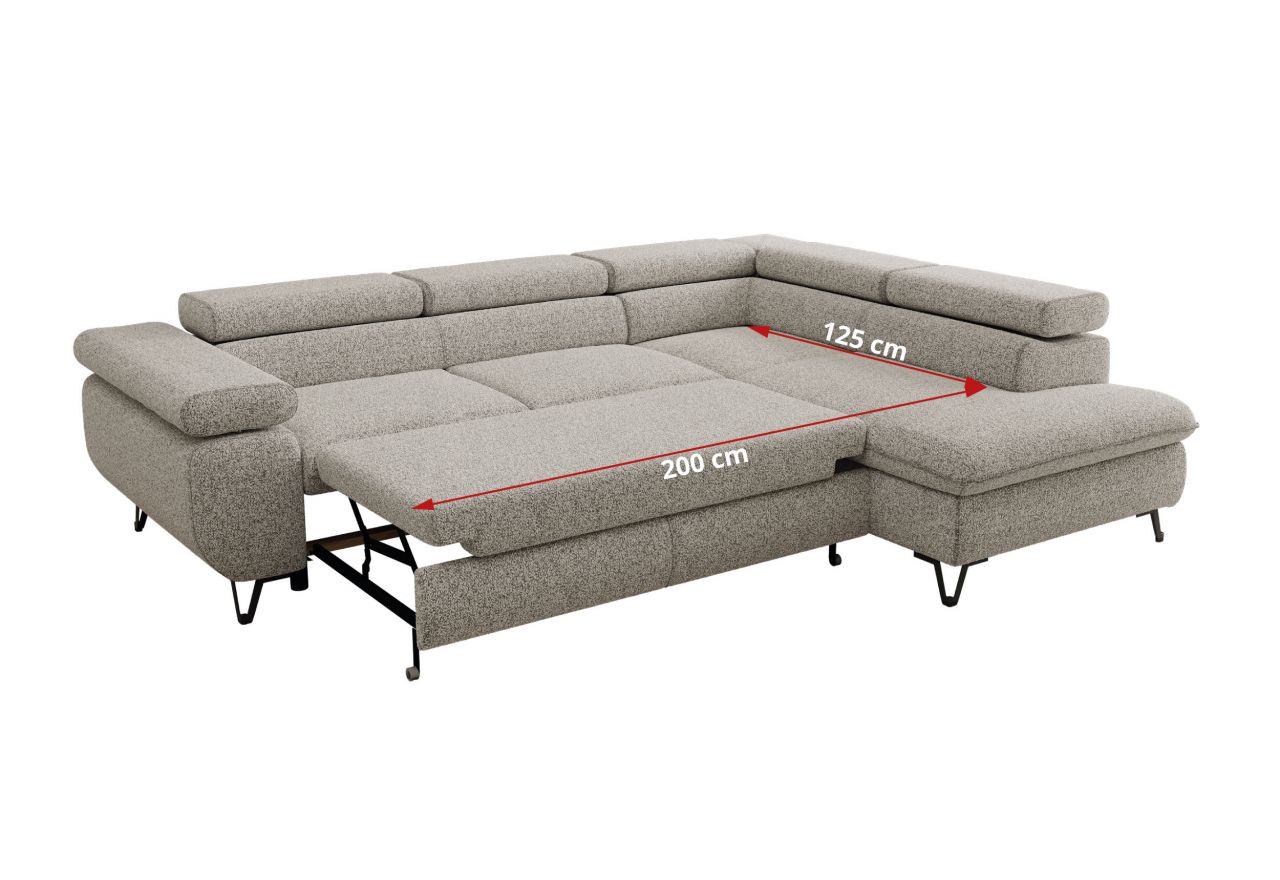 Narożnik PABLO L - strona prawa - jasnoszary, struktura - Topper Visco