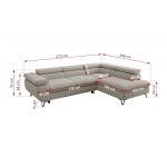 Narożnik PABLO L - strona prawa - jasnoszary, struktura - Topper Visco