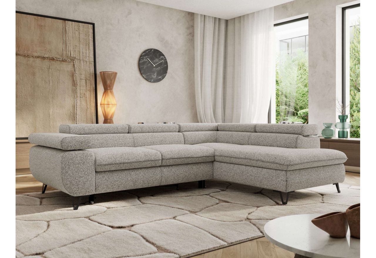 Narożnik PABLO L - strona prawa - jasnoszary, struktura - Topper Visco