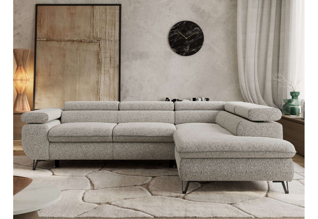 Narożnik PABLO L - strona prawa - jasnoszary, struktura - Topper Visco