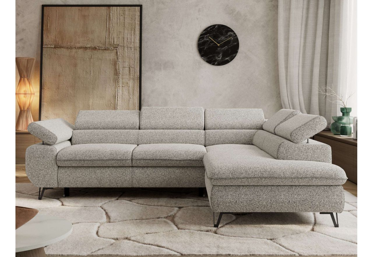 Narożnik PABLO L - strona prawa - jasnoszary, struktura - Topper Visco