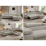 Narożnik PABLO L - strona prawa - jasnoszary, struktura - Topper Visco