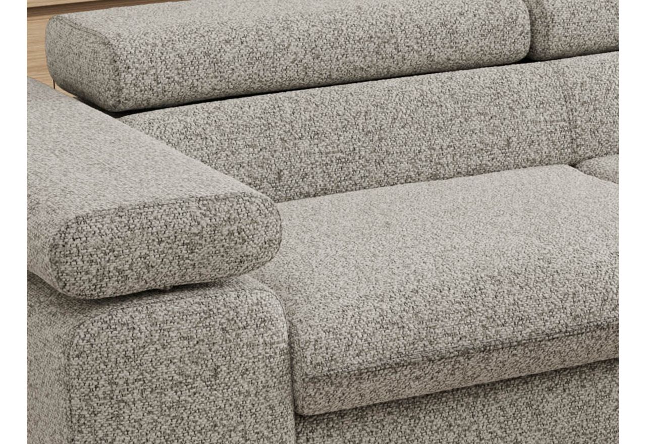 Narożnik PABLO L - strona prawa - jasnoszary, struktura - Topper Visco