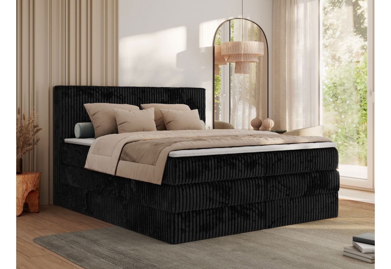 Łóżko kontynentalne TILIANO KING 200x200 - Tilia 100 - czarny - OUTLETU