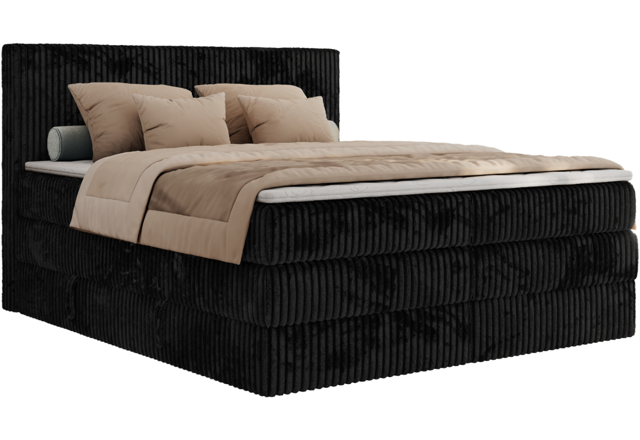 Łóżko kontynentalne TILIANO KING 200x200 - Tilia 100 - czarny - OUTLETU