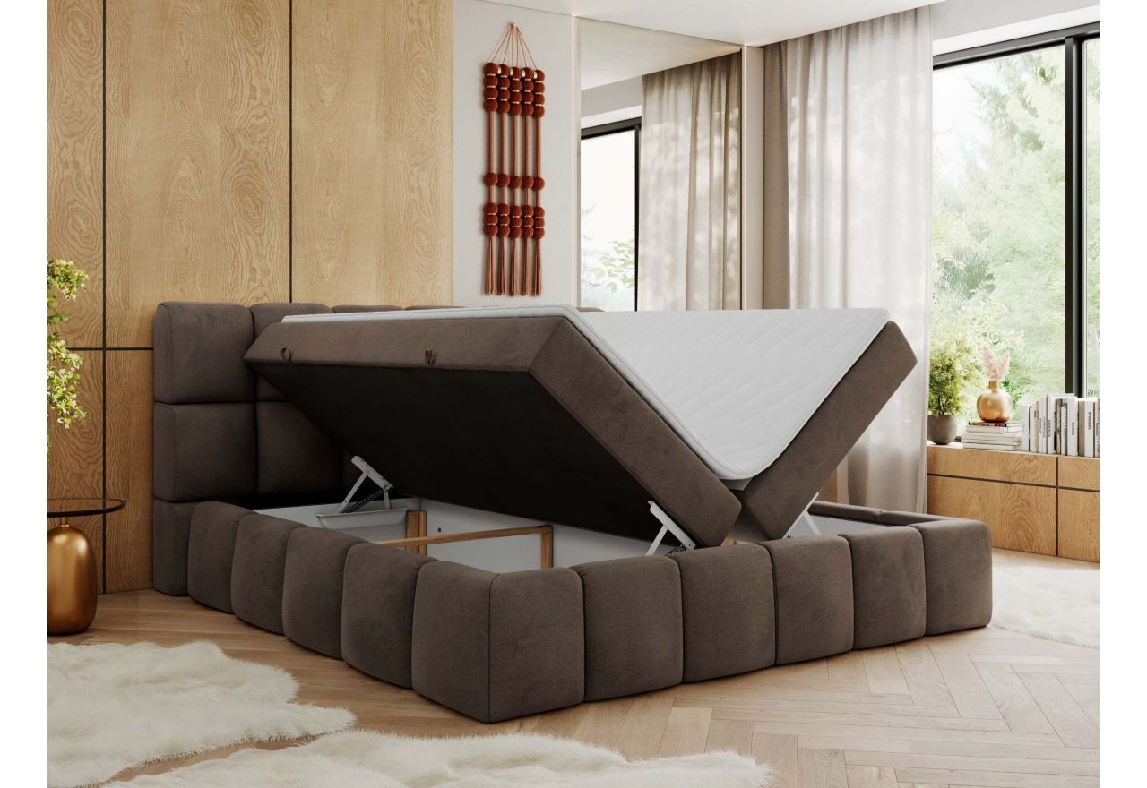 Łóżko kontynentalne NIRA 160x200 - Monolith 15 - brązowy - OUTLETU