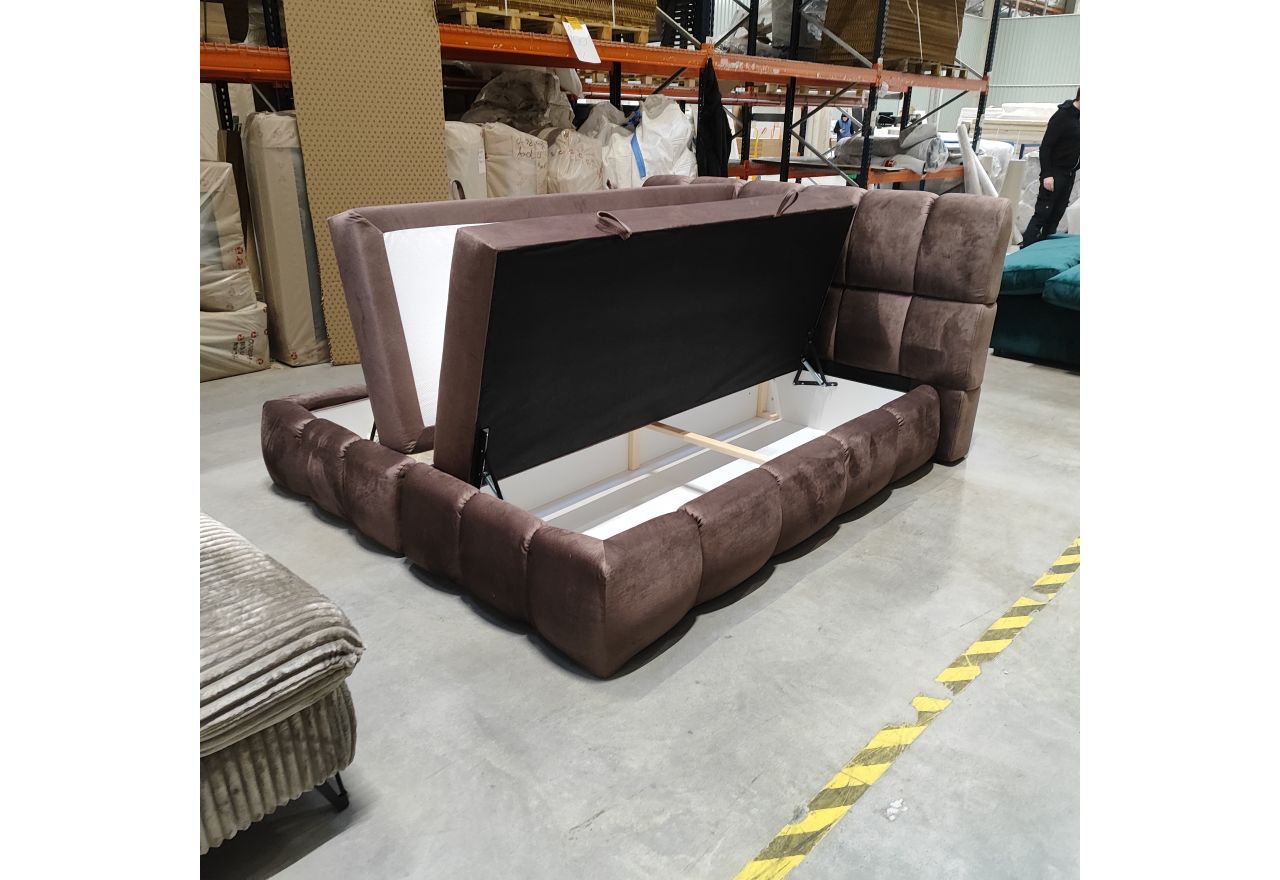 Łóżko kontynentalne NIRA 160x200 - Monolith 15 - brązowy - OUTLETU