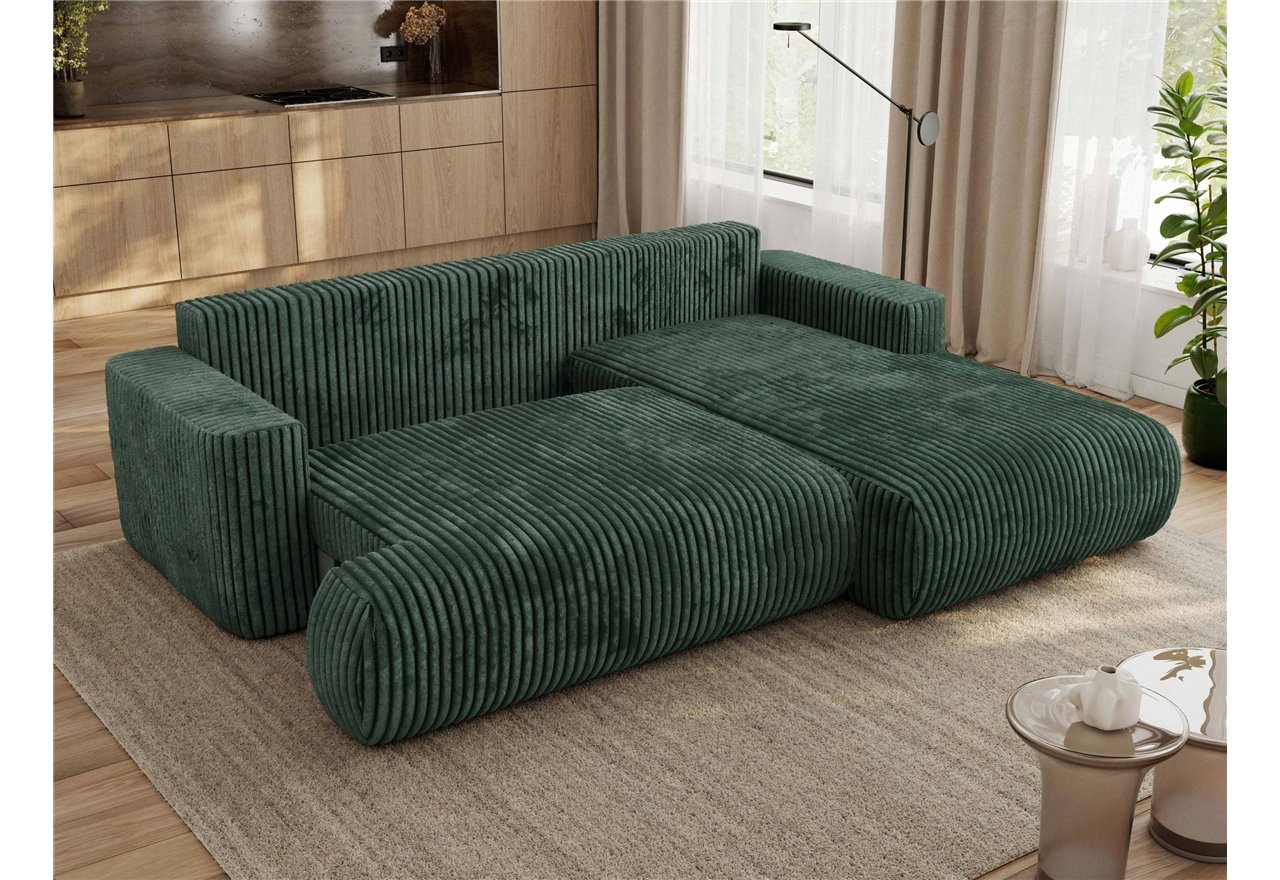 Narożnik - OVO L - strona prawa - zielony, sztruks