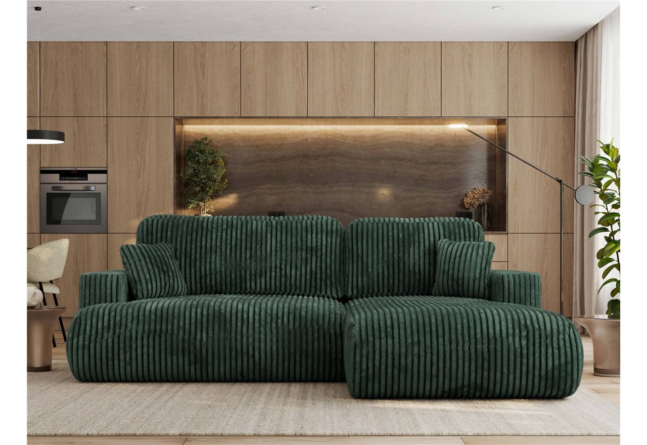 Narożnik - OVO L - strona prawa - zielony, sztruks