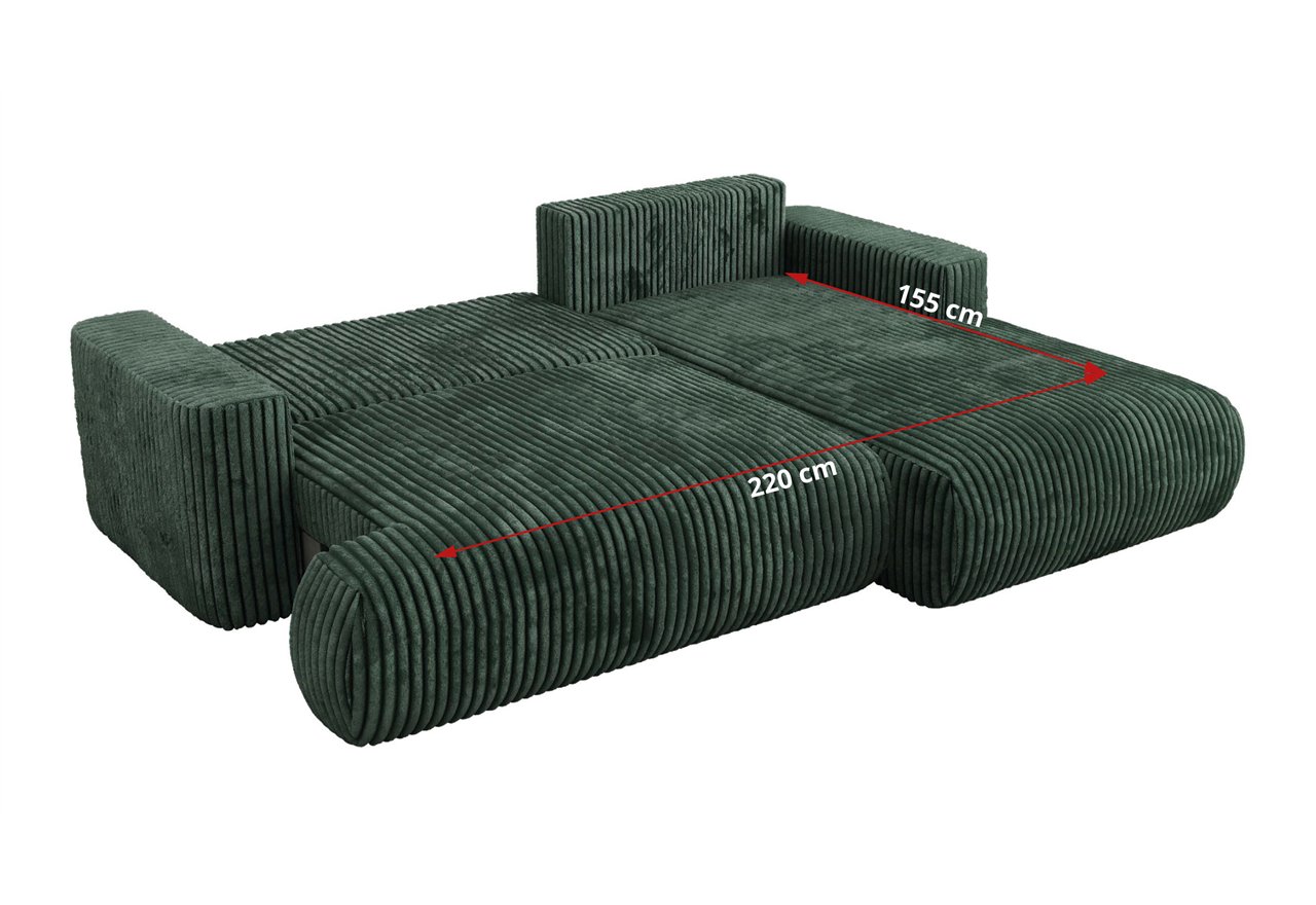 Narożnik - OVO L - strona prawa - zielony, sztruks