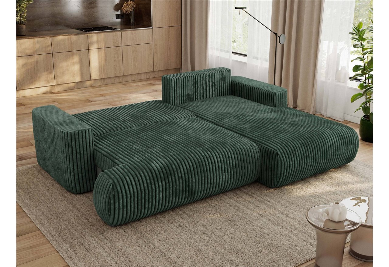 Narożnik - OVO L - strona prawa - zielony, sztruks