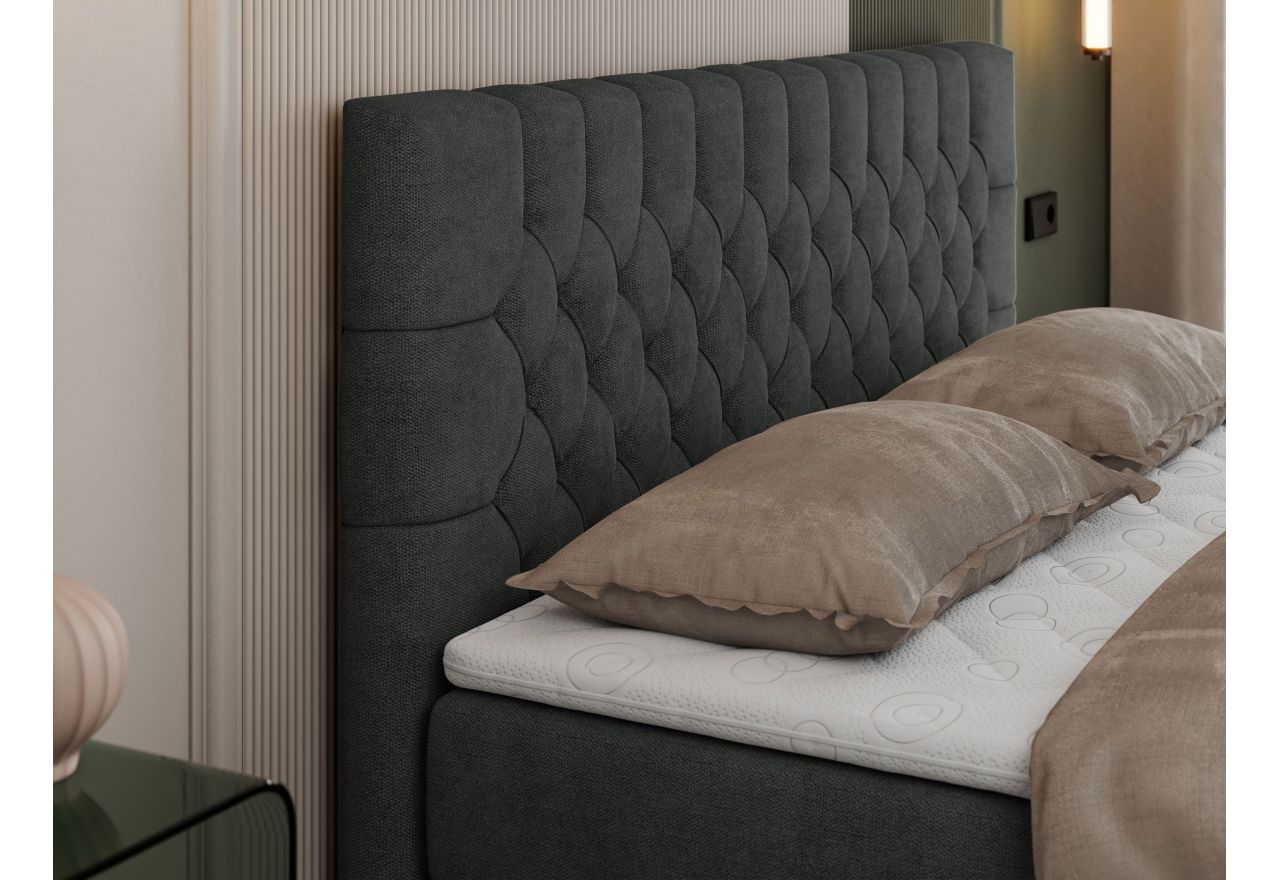 Łóżko kontynentalne PERA 200x200 - Matana 05 - ciemny szary - OUTLET