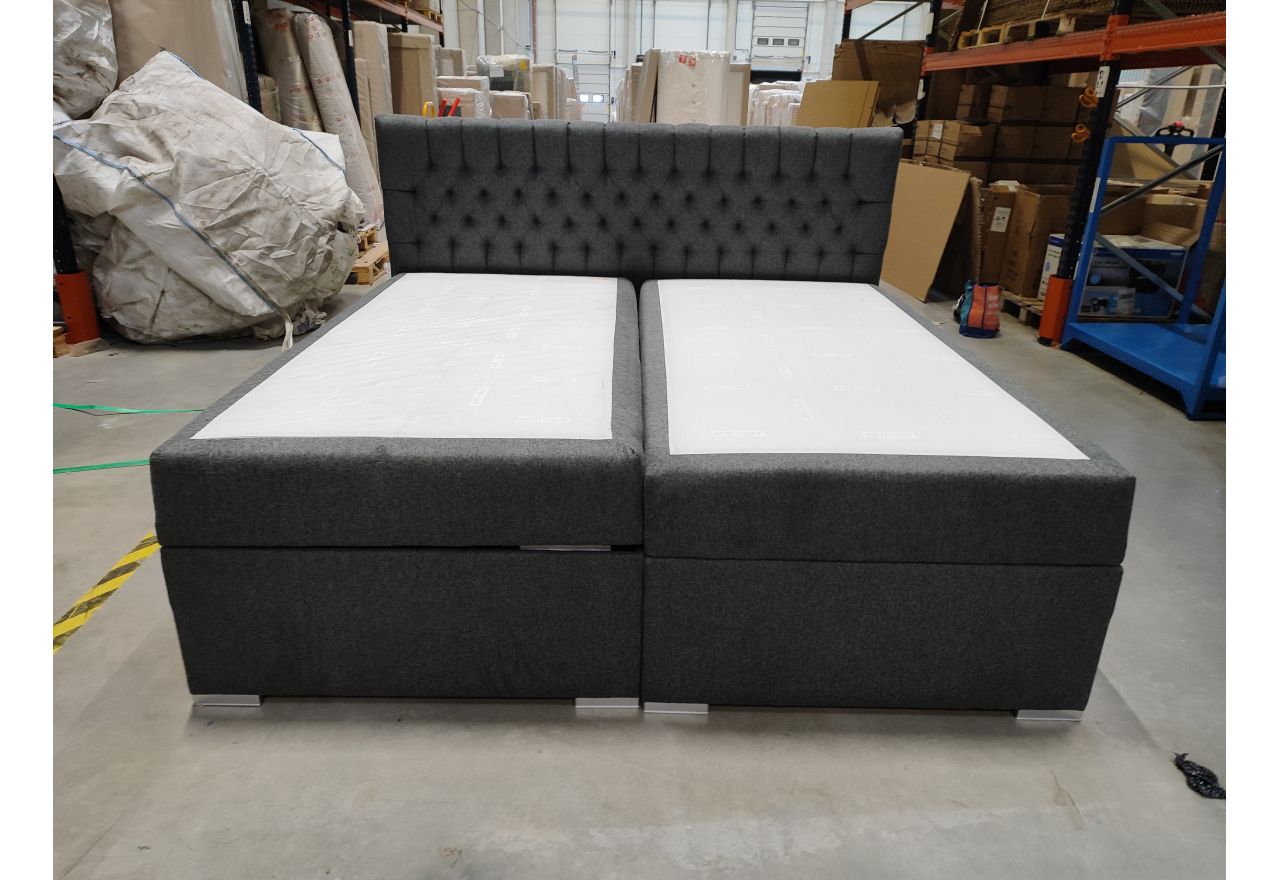 Łóżko kontynentalne PERA 200x200 - Matana 05 - ciemny szary - OUTLET