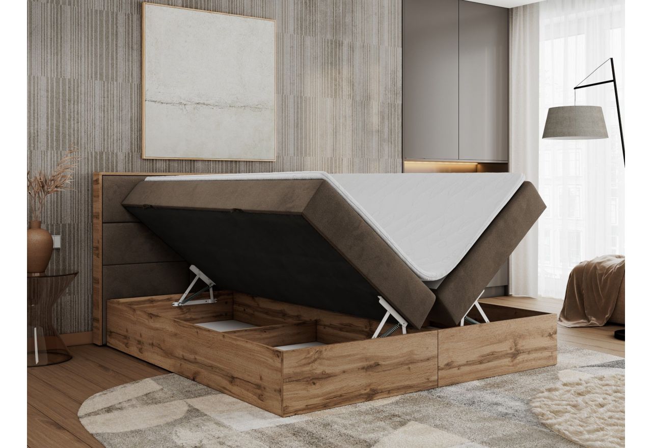 Łóżko kontynentalne ALBERO 2 180x200 - Monolith 15 - brązowy - OUTLET