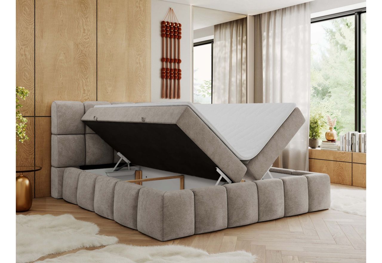 Łóżko kontynentalne NIRA 200x200 - Matana 17 - beżowy - OUTLET