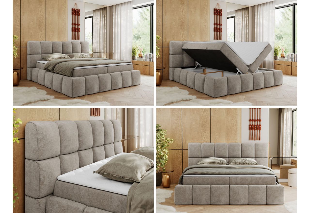 Łóżko kontynentalne NIRA 200x200 - Matana 17 - beżowy - OUTLET