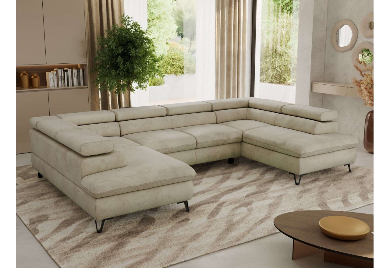 Narożnik PABLO U - uniwersalny - beżowy, welwet