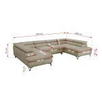 Narożnik PABLO U - uniwersalny - beżowy, welwet