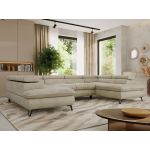 Narożnik PABLO U - uniwersalny - beżowy, welwet