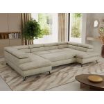 Narożnik PABLO U - uniwersalny - beżowy, welwet